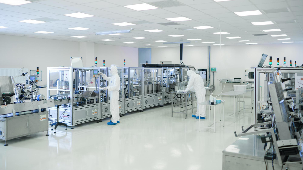 A lab with a large machine that says'we are the company